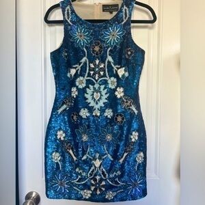 Needle & Thread Porcelain Sequined Mini Dress